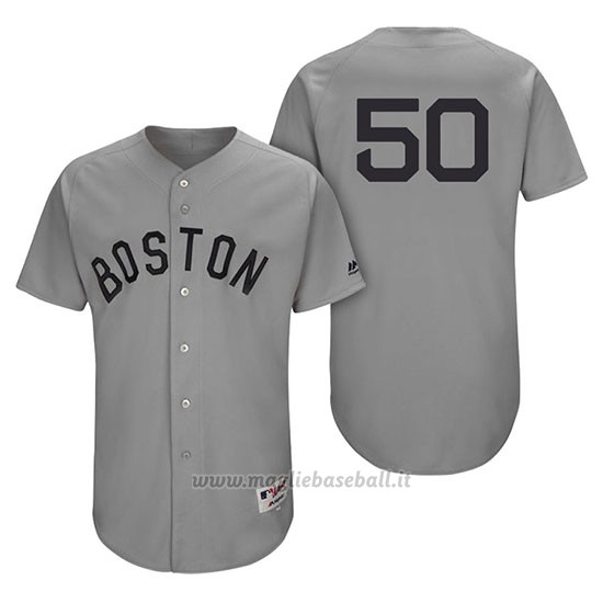 Maglia Baseball Uomo Boston Red Sox 50 Mookie Betts Grigio Turn Back The Clock Autentico